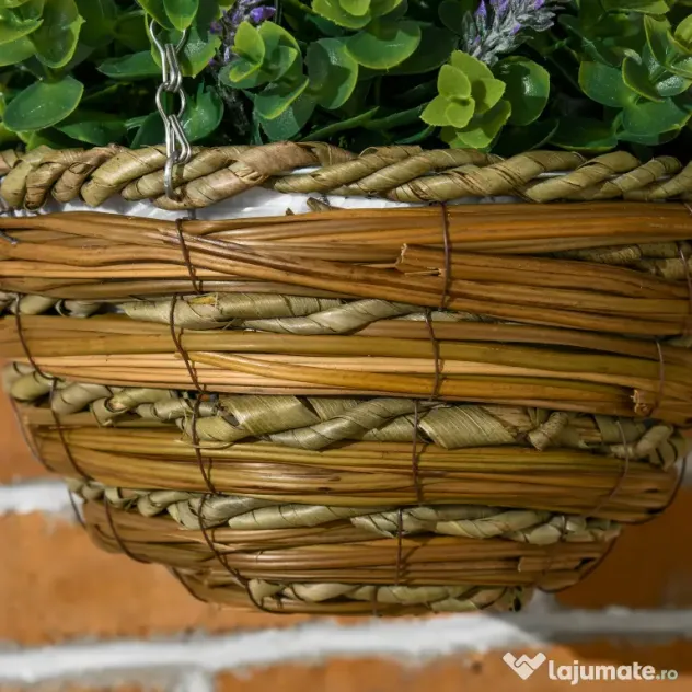 Outsunny Set 2 Plante Artificiale de Lavandă cu Ghiveci și Cârlig, Ø25x34 cm, Verde și Violet | Aosom Romania