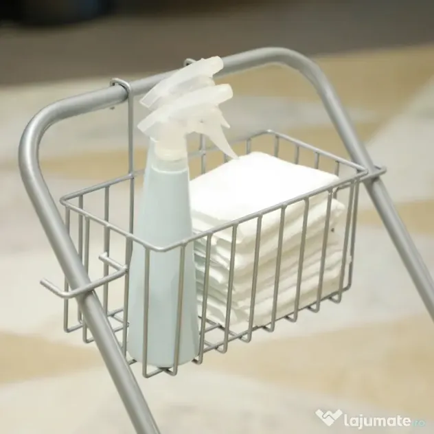 HOMCOM Cărucior Profesional de Curățenie cu Coș Suspendat, Raft, Găleată de 25 L și Cârlig, 72x49,5x95 cm, Galben
