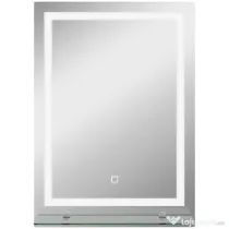 Kleankin Oglindă de Baie cu Lumini LED în 3 Culori Reglabile și Raft din Sticlă, 50x12x70 cm, Argintiu | Aosom Romania