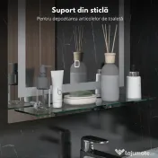 Kleankin Oglindă de Baie cu Lumini LED în 3 Culori Reglabile și Raft din Sticlă, 50x12x70 cm, Argintiu | Aosom Romania