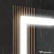 Kleankin Oglindă de Baie cu Lumini LED în 3 Culori Reglabile și Raft din Sticlă, 50x12x70 cm, Argintiu | Aosom Romania