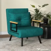 HOMCOM Canapea Extensibilă cu Spătar Reglabil pe 5 Nivele, Canapea Pat Individuală Pliabilă cu Perne, 63x73x81 cm, Verde | Aosom Romania