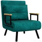 HOMCOM Fotoliu Pat 3 în 1 cu Spătar Reglabil în 5 Poziții și Pernă, 63x73x81 cm, Verde