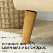 HOMCOM Canapea Modernă Scandinavă, Canapea cu 2 Locuri, Brațe, și Picioare din Lemn, 140x74x79 cm, Alb Crem | Aosom Romania