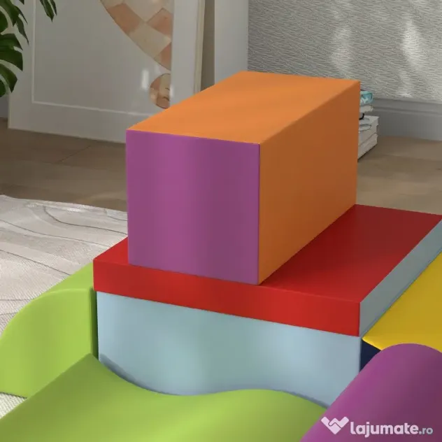 HOMCOM Set de 7 Blocuri Moi pentru Copii 1-3 Ani în Spumă și Piele PU, pentru Casă și Grădiniță, Multicolor | Aosom Romania