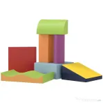HOMCOM Set de 7 Blocuri Moi pentru Copii 1-3 Ani, Spumă și Piele PU, pentru Casă Grădiniță, 60 x 40 x 11 cm, Multicolor