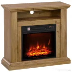 HOMCOM Șemineu Electric 1800W cu Flacără 3D, Timer și Telecomandă, din Lemn, Metal și Sticlă, 81.5x30x76.2 cm, Maro