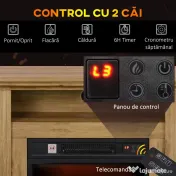 HOMCOM Șemineu Electric cu Efect de Flăcări 3D și Raft, Șemineu Electric cu Oprire Automată, 81,5x30x76,2 cm, Maro | Aosom Romania 