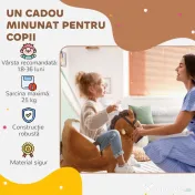 AIYAPLAY Cal Balansoar pentru Copii 18-36 Luni cu Sunete, Bază din Lemn și Centură de Siguranță, 68x33x45 cm, Maro | Aosom Romania 