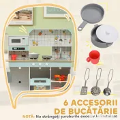 AIYAPLAY Bucătărie de Jucărie pentru Copii de 3+ Ani din Lemn, Aragaz Interactiv, Cuptor și Mașină de Cafea, Albă | Aosom Romania