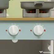 AIYAPLAY Bucătărie de Jucărie pentru Copii de 3+ Ani din Lemn, Aragaz Interactiv, Cuptor și Mașină de Cafea, Albă | Aosom Romania