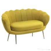 HOMCOM Canapea Modernă de 2 Locuri cu Brațe și Șezut Căptușit, pentru Dormitor și Sufragerie, 130x77x77 cm, Galben | Aosom Romania