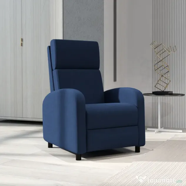 HOMCOM Fotoliu Relax Reclinabil Manual 160° cu Suport pentru Picioare, Fotoliu Reclinabil Tapițat Ergonomic din Material Textil Tip In pentru Dormitor, Birou, Sufragerie, Albastru | Aosom Romania