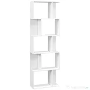 HOMCOM Raft pentru Cărți cu 5 Rafturi Separate, Bibliotecă în Formă de S din Lemn, 60x24x184,5 cm, Alb | Aosom Romania 