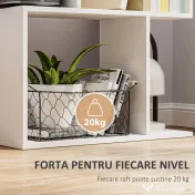 HOMCOM Raft pentru Cărți cu 5 Rafturi Separate, Bibliotecă în Formă de S din Lemn, 60x24x184,5 cm, Alb | Aosom Romania 