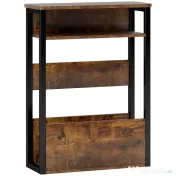 HOMCOM Măsuță de Living în Stil Industrial cu 2 Rafturi, Măsuță Laterală din Lemn și Metal, 46x18x58,5 cm, Maro Rustic | Aosom Romania 