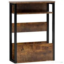 HOMCOM Măsuță de Living în Stil Industrial cu 2 Rafturi, Măsuță Laterală din Lemn și Metal, 46x18x58,5 cm, Maro Rustic | Aosom Romania