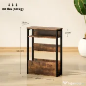 HOMCOM Măsuță de Living în Stil Industrial cu 2 Rafturi, Măsuță Laterală din Lemn și Metal, 46x18x58,5 cm, Maro Rustic | Aosom Romania 