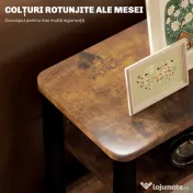 HOMCOM Măsuță de Living în Stil Industrial cu 2 Rafturi, Măsuță Laterală din Lemn și Metal, 46x18x58,5 cm, Maro Rustic | Aosom Romania 