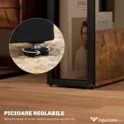 HOMCOM Măsuță de Living în Stil Industrial cu 2 Rafturi, Măsuță Laterală din Lemn și Metal, 46x18x58,5 cm, Maro Rustic | Aosom Romania 