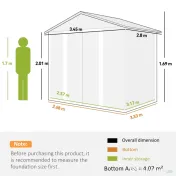 Outsunny Magazie de Gradina, Suport pentru Unelte din Otel cu Usi Glisante si Orificii de Aerisire, 196x236x208 cm, Maro | Aosom Romania 