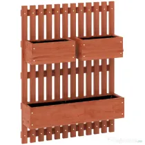 Outsunny Jardinieră Verticală cu Șipci și 3 Vase Detașabile, în Lemn de Brad, 60x16x80 cm, Maro