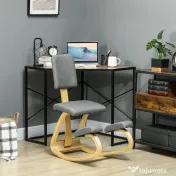 HOMCOM Scaun genunchi ergonomic, din lemn de mesteacăn, care permite o mișcare ușoară de leagăn, 51x84x93 cm, Gri | Aosom Romania 
