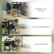 HOMCOM Scaun genunchi ergonomic, din lemn de mesteacăn, care permite o mișcare ușoară de leagăn, 51x84x93 cm, Gri | Aosom Romania 