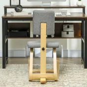 HOMCOM Scaun genunchi ergonomic, din lemn de mesteacăn, care permite o mișcare ușoară de leagăn, 51x84x93 cm, Gri | Aosom Romania 
