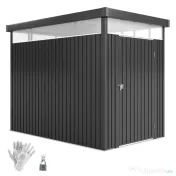 Outsunny Magazie de Grădină cu Luminator Superior din Acril și Orificii de Drenaj, 162x259x201 cm, Gri Închis | Aosom Romania 
