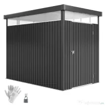 Outsunny Magazie de Grădină cu Luminator Superior din Acril și Orificii de Drenaj, 162x259x201 cm, Gri Închis | Aosom Romania
