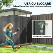 Outsunny Magazie de Grădină cu Luminator Superior din Acril și Orificii de Drenaj, 162x259x201 cm, Gri Închis | Aosom Romania 