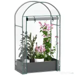 Outsunny Seră de perete cu sac pentru plante și intrare rulabilă, din oțel și plastic, 89x50x152 cm, transparentă