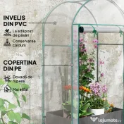 Outsunny Seră pentru Grădină cu Ușă Pliabilă pe Balamale și Sac pentru Plante, 89x50x152 cm, Transparent | Aosom Romania 