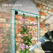 Outsunny Seră pentru Grădină cu Ușă Pliabilă pe Balamale și Sac pentru Plante, 89x50x152 cm, Transparent | Aosom Romania 
