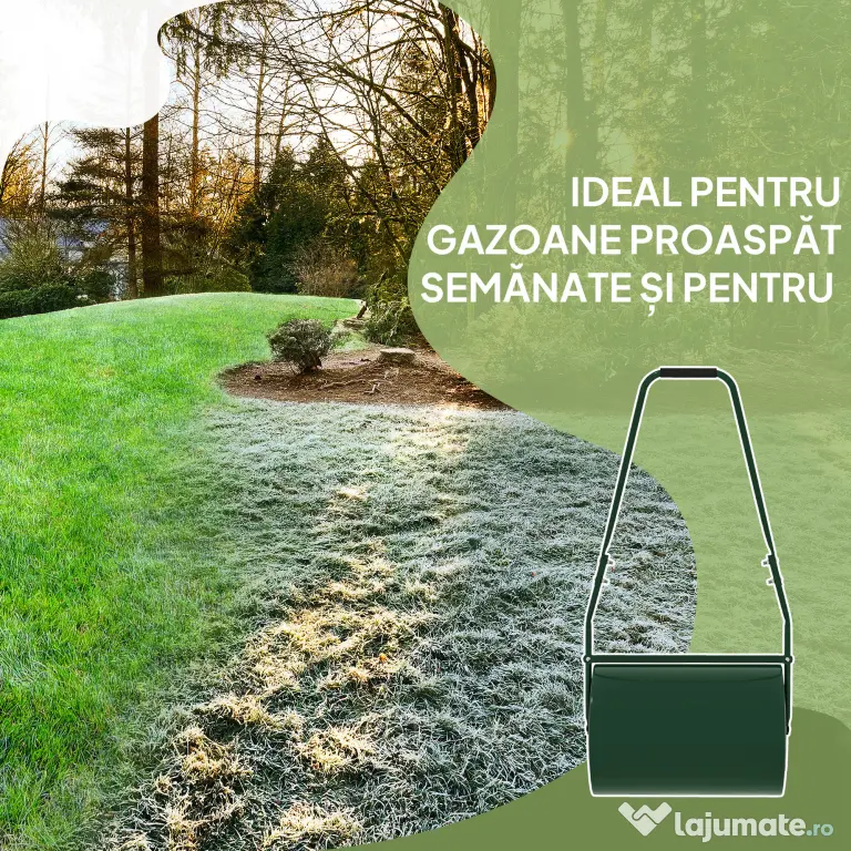 Outsunny Rola de Gazon 63L, cu Lamă Răzuitor, din Metal, 123x58x40 cm, Verde Închis