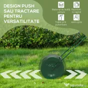 Outsunny Rola de Gazon 63L, cu Lamă Răzuitor, din Metal, 123x58x40 cm, Verde Închis 