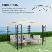 Outsunny Acoperiș pentru Foișor 3x3 m cu 8 Orificii din Țesătură Oxford 600D Cremă | Aosom Romania