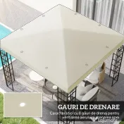 Outsunny Acoperiș pentru Foișor 3x3 m cu 8 Orificii din Țesătură Oxford 600D Cremă | Aosom Romania