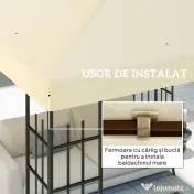 Outsunny Acoperiș pentru Foișor 3x3 m cu 8 Orificii din Țesătură Oxford 600D Cremă | Aosom Romania