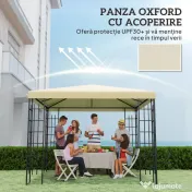 Outsunny Acoperiș pentru Foișor 3x3 m cu 8 Orificii din Țesătură Oxford 600D Cremă | Aosom Romania