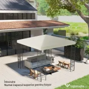 Outsunny Acoperiș pentru Foișor 3x3 m cu 8 Orificii din Țesătură Oxford 600D Cremă | Aosom Romania