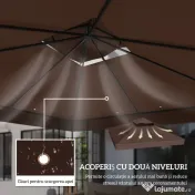Outsunny Acoperiș de Schimb pentru Foișor 3x3 m cu 2 Niveluri pentru Grădină, Copertină Rezistentă la Apă din Țesătură Oxford 370g/㎡ Anti-UV 30+ cu Orificii de Drenaj, Cafeniu | Aosom Romania
