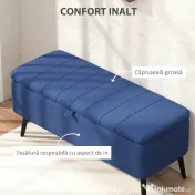 HOMCOM Bancă de depozitare 40", tapițată din material textil cu picioare din oțel pentru Living sau Dormitor, Albastru Închis | Aosom Romania 