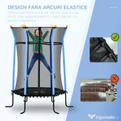 HOMCOM Trambulină Elastică pentru Copii 3-10 Ani cu Intrare cu Fermoar și Țevi Căptușite, Ø163,5x190 cm, Albastru | Aosom Romania 