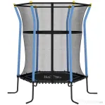 HOMCOM Trambulină pentru Copii cu Intrare cu Fermoar și Stâlpi Căptușiți, din Oțel, PP și EPE, 122L x 111A x 190Î cm, Albastru