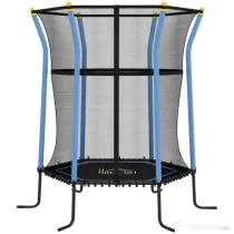 HOMCOM Trambulină pentru Copii cu Intrare cu Fermoar și Stâlpi Căptușiți, din Oțel, PP și EPE, 122L x 111A x 190Î cm, Albastru