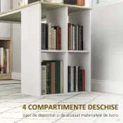 HOMCOM Birou pentru Computer cu 4 Rafturi Deschise și Picioare Antiderapante, 120x54x75 cm, Stejar | Aosom Romania 