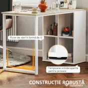 HOMCOM Birou pentru Computer cu 4 Rafturi Deschise și Picioare Antiderapante, 120x54x75 cm, Stejar | Aosom Romania 