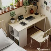 HOMCOM Birou pentru Computer cu 4 Rafturi Deschise și Picioare Antiderapante, 120x54x75 cm, Stejar | Aosom Romania 